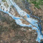 animasi simulasi banjir di model digital twin kota 2025