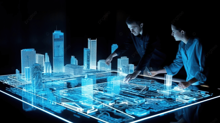 tim proyek digital memantau model bangunan 3D