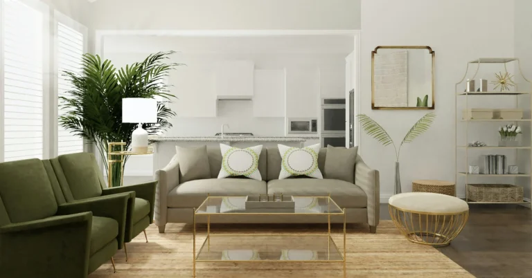 desain interior tropis dengan ventilasi silang dan tanaman indoor untuk efisiensi iklim