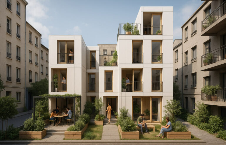 desain pocket housing di area sempit kota padat