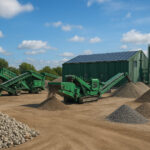 Proses daur ulang material konstruksi di pabrik berkelanjutan